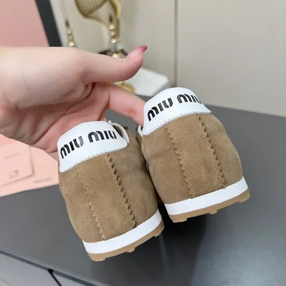 Miu Miu Tan Suede Women's Sneakers
